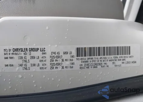 2013 Chrysler Town & Country Touring-L z USA, uszkodzony, nr VIN 2C4RC1CG1DR623829